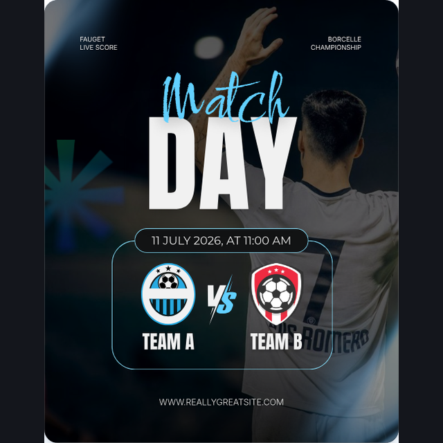 ম্যাচ ডে ব্ল্যাক নিউজ ফটোকার্ড টেমপ্লেট প্রিভিউ